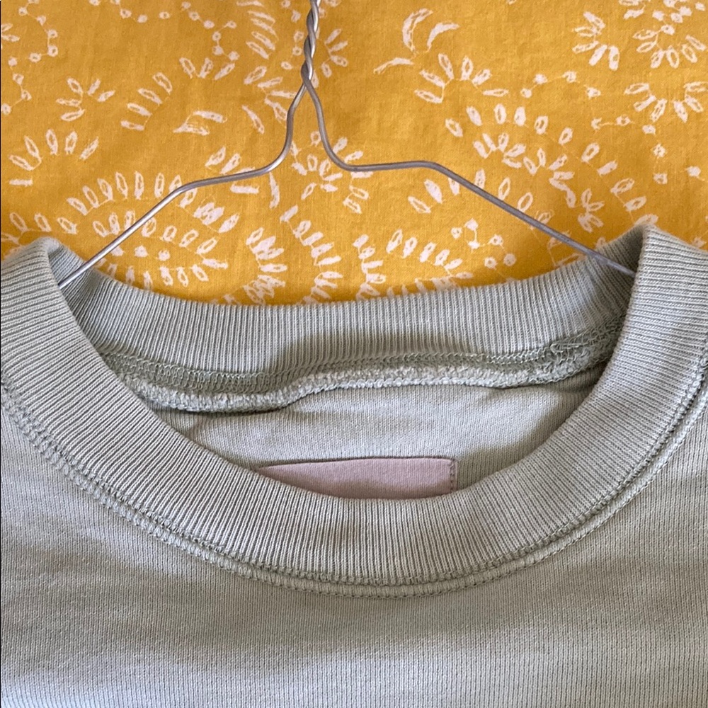 Everlane Cropped Crewneck Sweatshirt in Sage Green - Picture 7 of 8